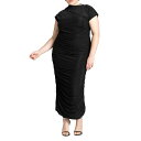エロクイ レディース ワンピース トップス Women's Plus Size Draped Asym Dress Black onyx