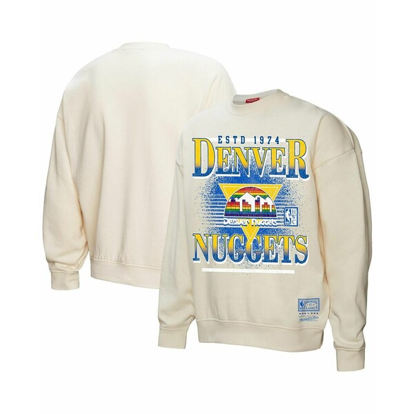 ミッチェル&ネス レディース カットソー トップス Women's Cream Denver Nuggets Oversprayed Pullover..
