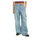 コットンオン レディース デニムパンツ ボトムス Women's Relaxed Cargo Jean Sunfaded blue