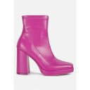 ロンンドンラグ レディース ブーツ シューズ Tintin Square Toe Ankle Heeled Boots Fuchsia