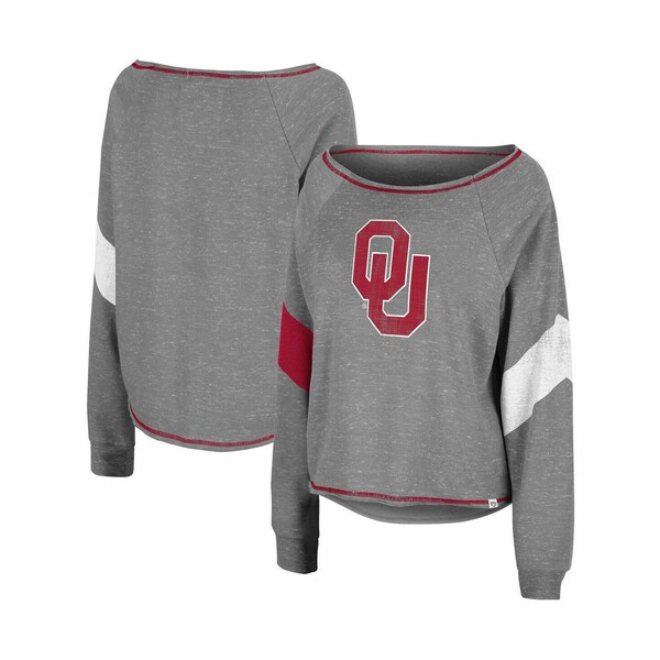 コロシアム レディース カットソー トップス Women's Heather Gray Oklahoma Sooners Amped Chevron St..