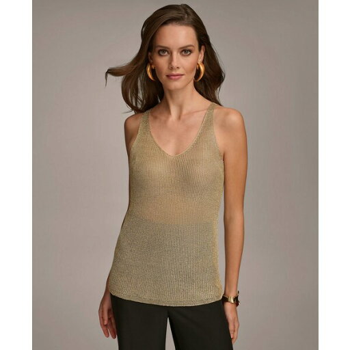 ダナ キャラン ニューヨーク レディース ニット&セーター アウター Donna Karan Women's Metallic-Knit Tank Top Pale Gold ダナ キャラン ニューヨーク レディース ニット&セーター アウター Donna Karan Women's Metallic-Knit Tank Top Pale Gold