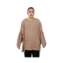 スタンダーズアンドプラクティス レディース カットソー トップス Plus Size Long Sleeve Casual Knit Top Camel