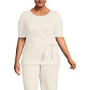 ランズエンド レディース カットソー トップス Plus Size Lightweight Jersey Tie Front Top Fresh ivory