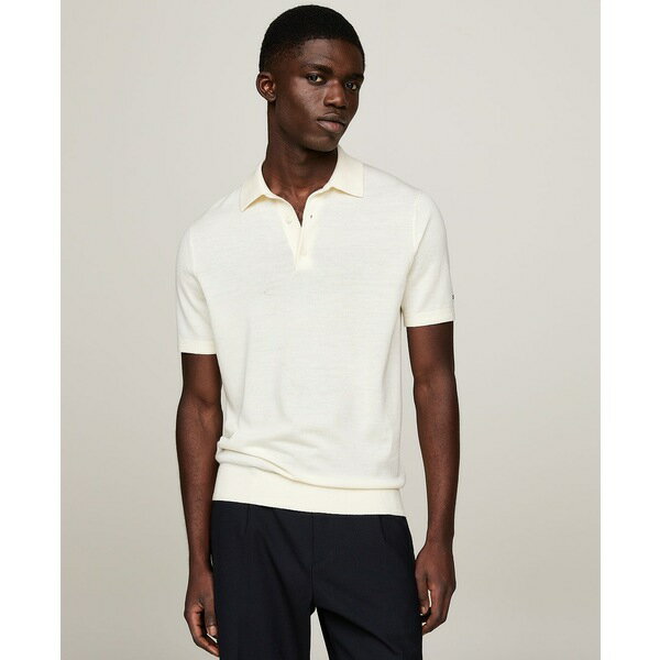 トミー ヒルフィガー メンズ シャツ トップス Men's Dress Casual Merino Wool Polo Ivory