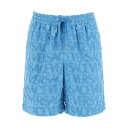 ヴェルサーチ メンズ カジュアルパンツ ボトムス Versace Allover Terry-cloth Shorts SUMMER SKY BLUE (Light blue)