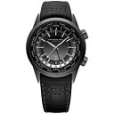 ChEFC Y rv ANZT[ Men's Swiss Automatic Freelancer GMT Black Leather Strap Watch 41mm Black