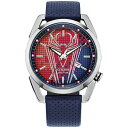 V`Y Y rv ANZT[ Men's Spider-Man Blue Leather Strap Watch 42mm Blue