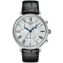 eB\bg Y rv ANZT[ Men's Carson Premium Chronograph Black Leather Strap Watch 41mm Silver