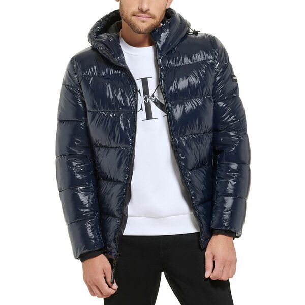 Х󥯥饤  㥱åȡ֥륾  Men's High Shine Hooded Puffer Jacket True Navy