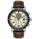 V`Y Y rv ANZT[ Eco-Drive Men's Chronograph Brown Leather Strap Watch 44mm Brown