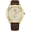 V`Y Y rv ANZT[ Eco-Drive Men's Corso Brown Leather Strap Watch 40mm Gold