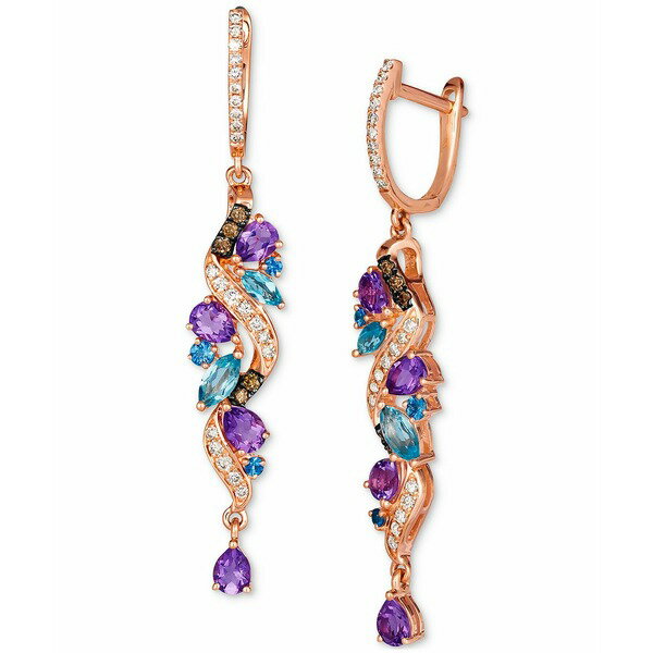 ルヴァン レディース ピアス＆イヤリング アクセサリー Multi-Gemstone (1-5/8 ct. t.w.) & Diamond (3/8 ct. t.w.) Drop Earrings in 14k Rose Gold No Color