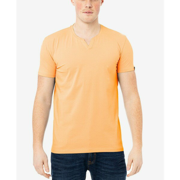 エックスレイ メンズ Tシャツ トップス Men's Basic Notch Neck Short Sleeve T-shirt Cantaloupe