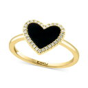 GtB[ RNV fB[X O ANZT[ EFFY&reg; Onyx & Diamond (1/10 ct. t.w.) Heart Halo Ring in 14k Gold 14K Gold