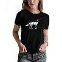 エルエーポップアート レディース Tシャツ トップス Women's Howling Wolf Word Art T-shirt Black(4)