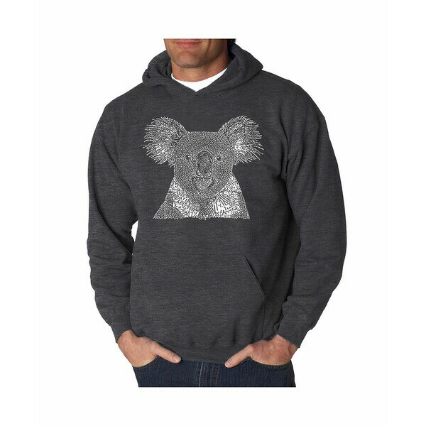エルエーポップアート メンズ パーカー・スウェットシャツ アウター Men's Koala Word Art Hooded Sweatshirt Gray