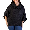 24セブンコンフォート レディース カットソー トップス Plus Size Cowl Neck Dolman Sleeve Top Black