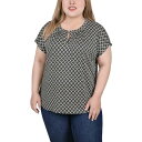 ニューヨークコレクション レディース カットソー トップス Plus Size Extended Sleeve Top with Grommets Doeskin Black Allie(4)
