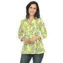 ホワイトマーク レディース カットソー トップス Women's Paisley Button Front Tunic Top Lime