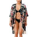 マーカスアドレール レディース カットソー トップス Abstract Print Kimono Cover Up Black