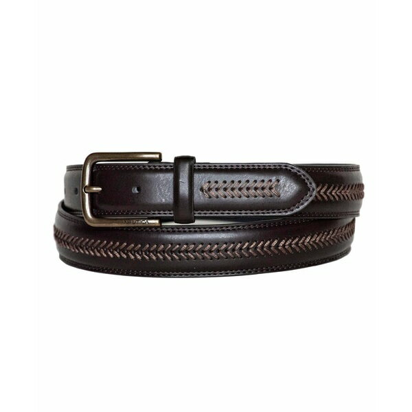 ナウティカ メンズ ベルト アクセサリー Men's Leather Belt with Lacing Brown
