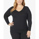 クドルドッズ レディース カットソー トップス Plus Size Softwear with Stretch V-Neck Top Black