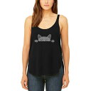 エルエーポップアート レディース カットソー トップス Women's Premium Word Art Peeking Cat Flowy Tank Top ...