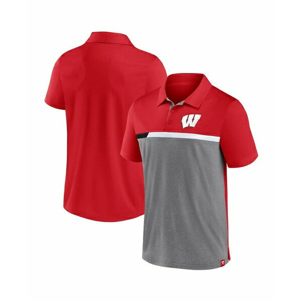 եʥƥ   ȥåץ Men's Red and Heathered Gray Wisconsin Badgers Sp...