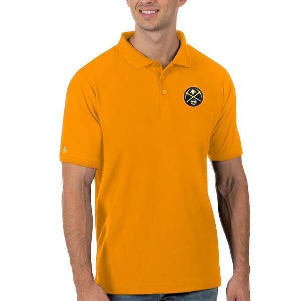 アンティグア メンズ ポロシャツ トップス Denver Nuggets Antigua Legacy Pique Polo Gold
