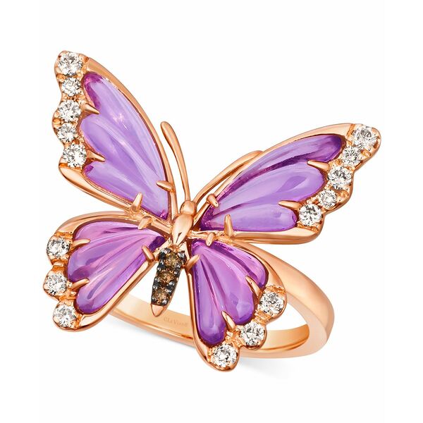 ルヴァン レディース リング アクセサリー Grape Amethyst (2-5/8 ct. t.w.) & Diamond (1/4 ct. t.w.) Butterfly Statement Ring in 14k Rose Gold 14K Strawberry Gold Ring