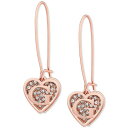 ゲス レディース ピアス＆イヤリング アクセサリー Rose Gold-Tone Pavé Heart Logo Drop Earrings Rose Gold