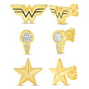 fB[V[R~bN fB[X sAXCO ANZT[ Wonder Woman Gold Plated Stud Earrings Set - 3 Pairs Gold tone