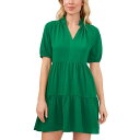 セセ レディース ワンピース トップス Women's Short Sleeve Tiered V-Neck Baby Doll Dress Lush Green