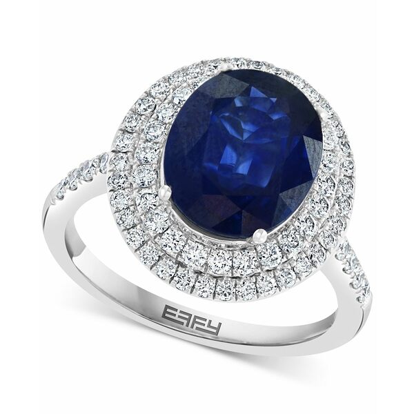 ե 쥯 ǥ  ꡼ EFFY® Sapphire (4-1/4 ct. t.w.) & Diamond (5/8 ct. t.w.) Double Halo Ring in 14k White Gold Sapphire