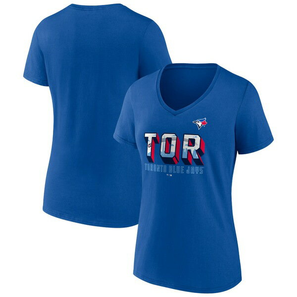 ファナティクス レディース Tシャツ トップス Toronto Blue Jays Fanatics Women's Hometown In The 416 VNeck TShirt Royal