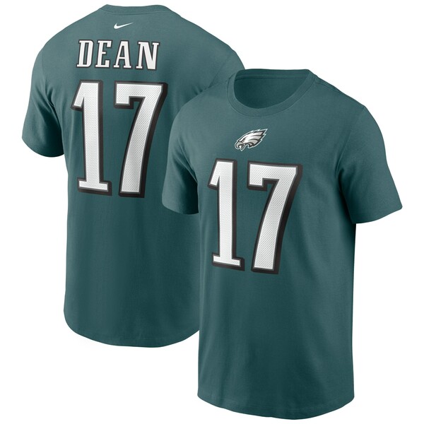ナイキ メンズ Tシャツ トップス Nakobe Dean Philadelphia Eagles Nike 2022 NFL Draft Player Name & Number TShirt Midnight Green
