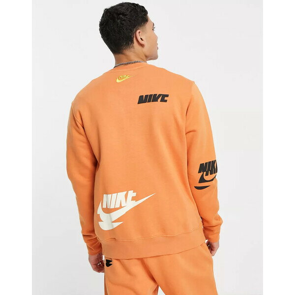ナイキ メンズ パーカー・スウェットシャツ アウター Nike Sport Essentials Multi Futura logo fleece sweatshirt in orange Orange