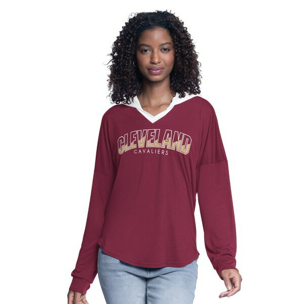 カールバンクス レディース Tシャツ トップス Cleveland Cavaliers GIII 4Her by Carl Banks Women's Bench Player Oversized Long Sleeve Hooded Top Wine