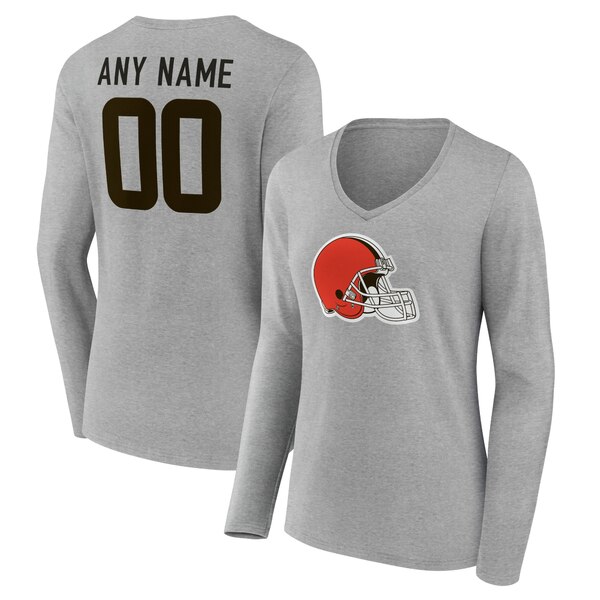 ファナティクス レディース Tシャツ トップス Cleveland Browns Women's Team Authentic Custom VNeck Long Sleeve TShirt Gray