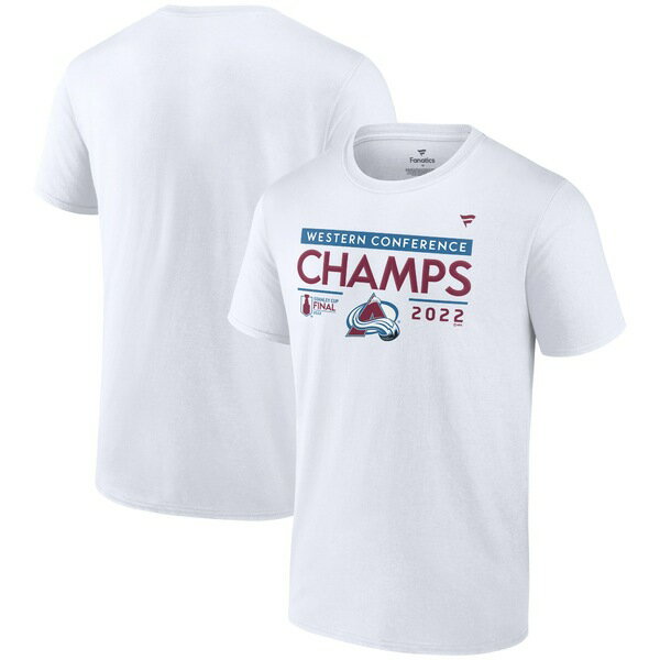 ファナティクス メンズ Tシャツ トップス Colorado Avalanche Fanatics 2022 Western Conference Champions Locker Room TShirt White