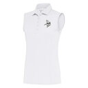 アンティグア レディース ポロシャツ トップス Minnesota Vikings Antigua Women's Metallic Logo Sleeveless Tribute Polo White