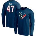 ファナティクス メンズ Tシャツ トップス Houston Texans Fanatics Branded Team Authentic Personalized Name Number Long Sleeve TShirt Beck,Andrew-47