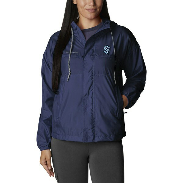 コロンビア レディース ジャケット＆ブルゾン アウター Seattle Kraken Columbia Women's Flash Challenger FullZip Windbreaker Jacket Navy