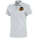 【送料無料】 アンティグア レディース ポロシャツ トップス Chicago Blackhawks Antigua Women's Motivated Polo Heather Gray