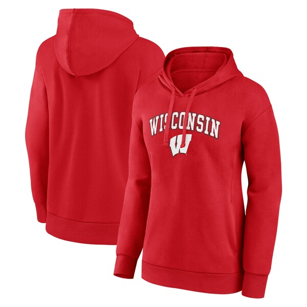 եʥƥ ǥ ѡåȥ  Wisconsin Badgers Fanatics Branded Women's Evergreen Campus Pullover Hoodie Red