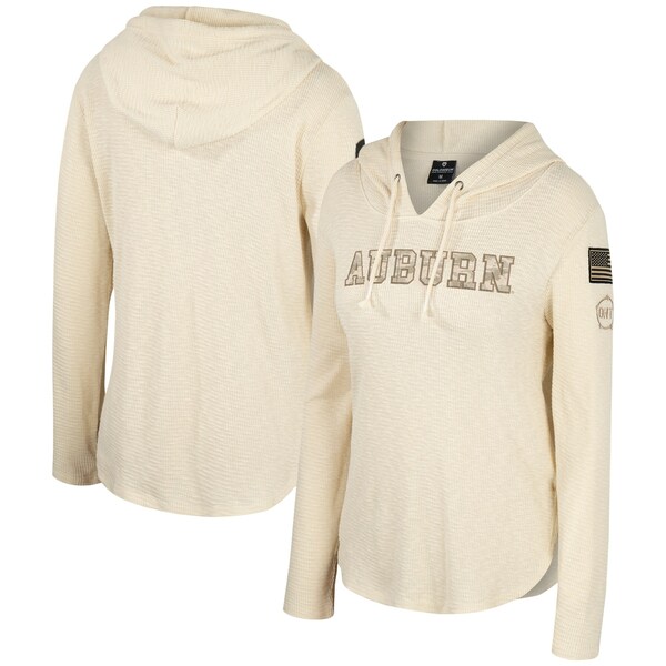 コロシアム レディース Tシャツ トップス Auburn Tigers Colosseum Women's OHT Military Appreciation Casey Raglan Long Sleeve Hoodie TShirt Cream