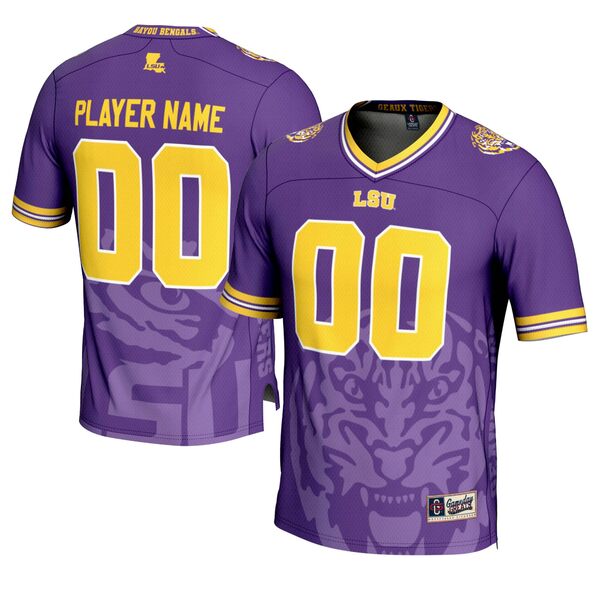 ǥ졼  ˥ե ȥåץ LSU Tigers GameDay Greats Icon Print NIL PickAPlayer Football Jersey Purple