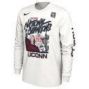 ナイキ メンズ Tシャツ トップス UConn Huskies Nike 2024 NCAA Men 039 s Basketball National Champions Skyline Long Sleeve TShirt White