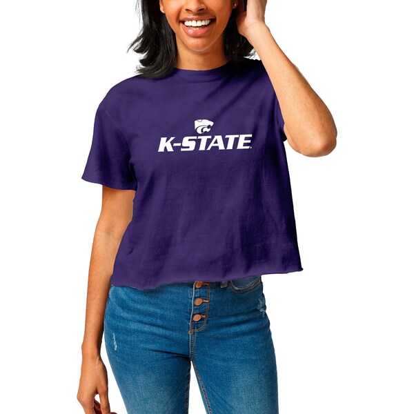 リーグカレッジエイトウェア レディース Tシャツ トップス Kansas State Wildcats League Collegiate Wear Women 039 s Clothesline Cropped TShirt Purple